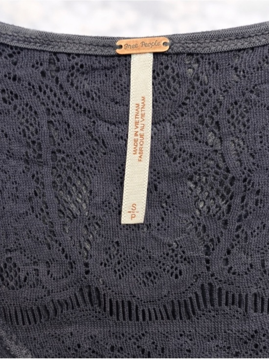 Free People Charcoal Blueish Gray Lace Fit & Flare Dress Size Small - Picture 8 of 8